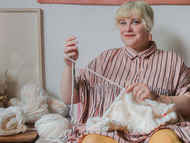 Lydia Morrow writes about her experience knitting with the Jolie 100% acrylic chunky yarn